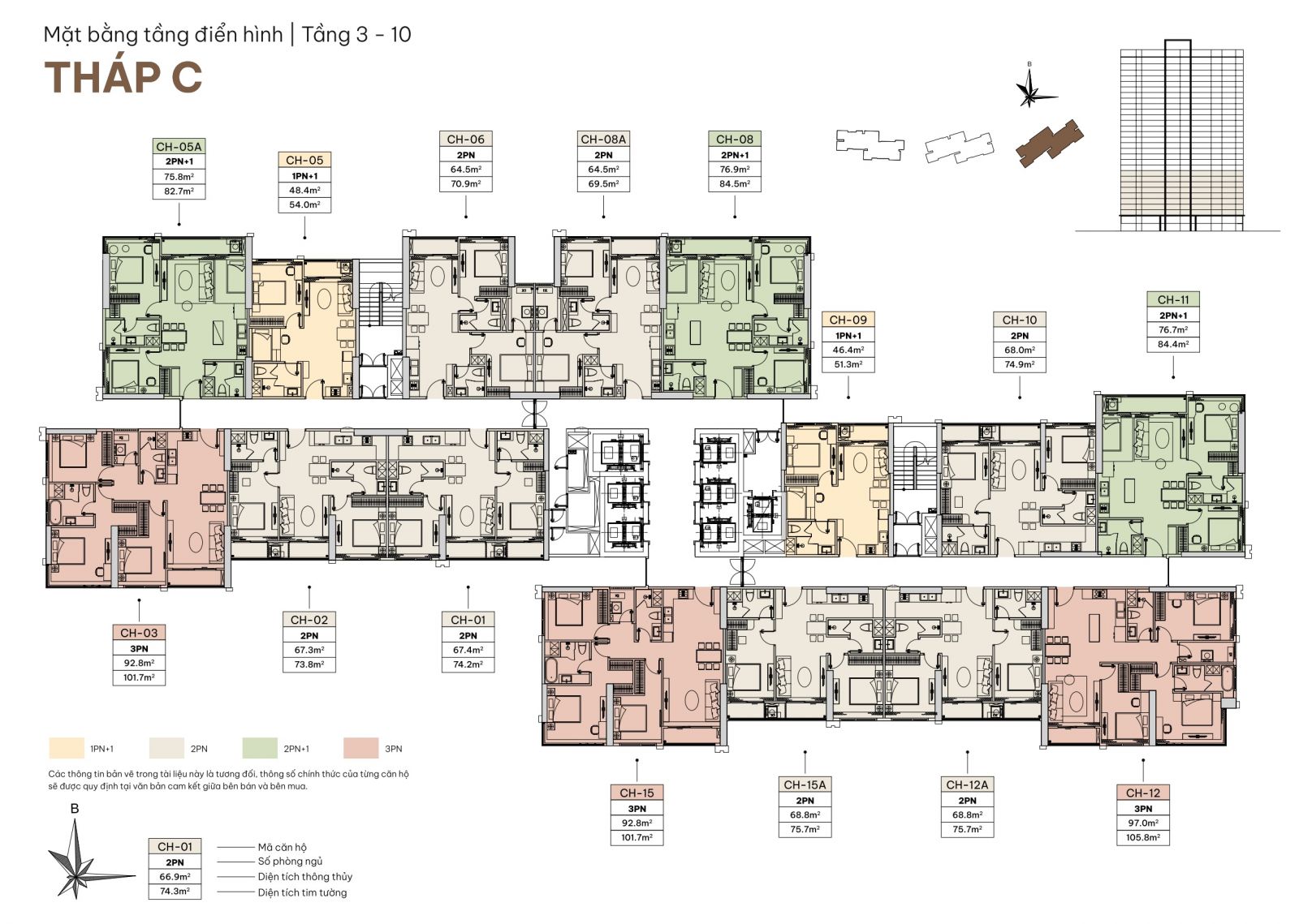 mặt bằng tháp C tầng 3-10 MIK Bắc Giang